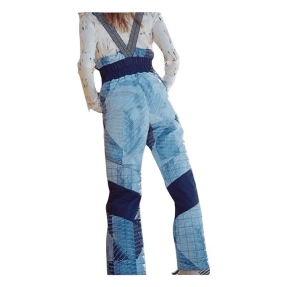 Free People FP Movement Indigo Patch Printed All Prepped Bib Overalls Blue White - Picture 4 of 15